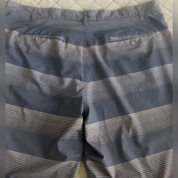 OP Shorts Mens Swim Trunks Board Shorts Blue Stripe Unlined Flat Front - Picture 5 of 5